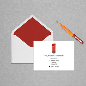 Red Pillar Box Change of Address Personalised  Cards