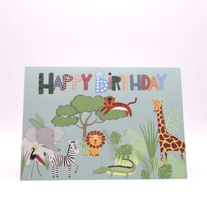 Safari Animals Birthday Card Greetings Card Mustard and Gray Ltd Shropshire UK