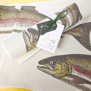 Severn Salmon Placemats (Set of Four) Placemats Mustard and Gray Ltd Shropshire UK