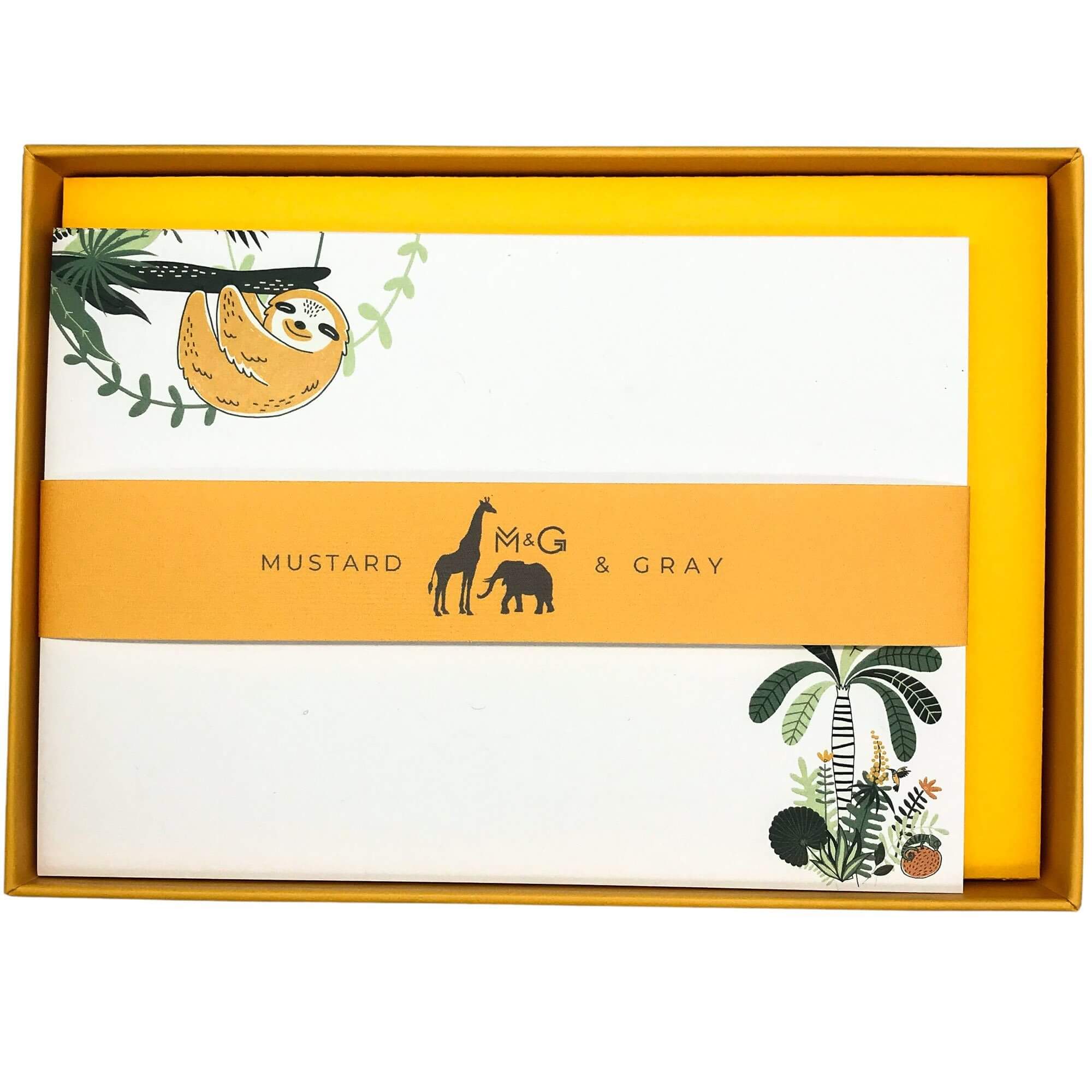 Sloth Notecard Set Children's Notecards Mustard and Gray Ltd Shropshire UK