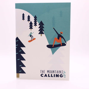 The Mountains are Calling "Snowboarding" Greetings Card Greetings Card Mustard and Gray Ltd Shropshire UK