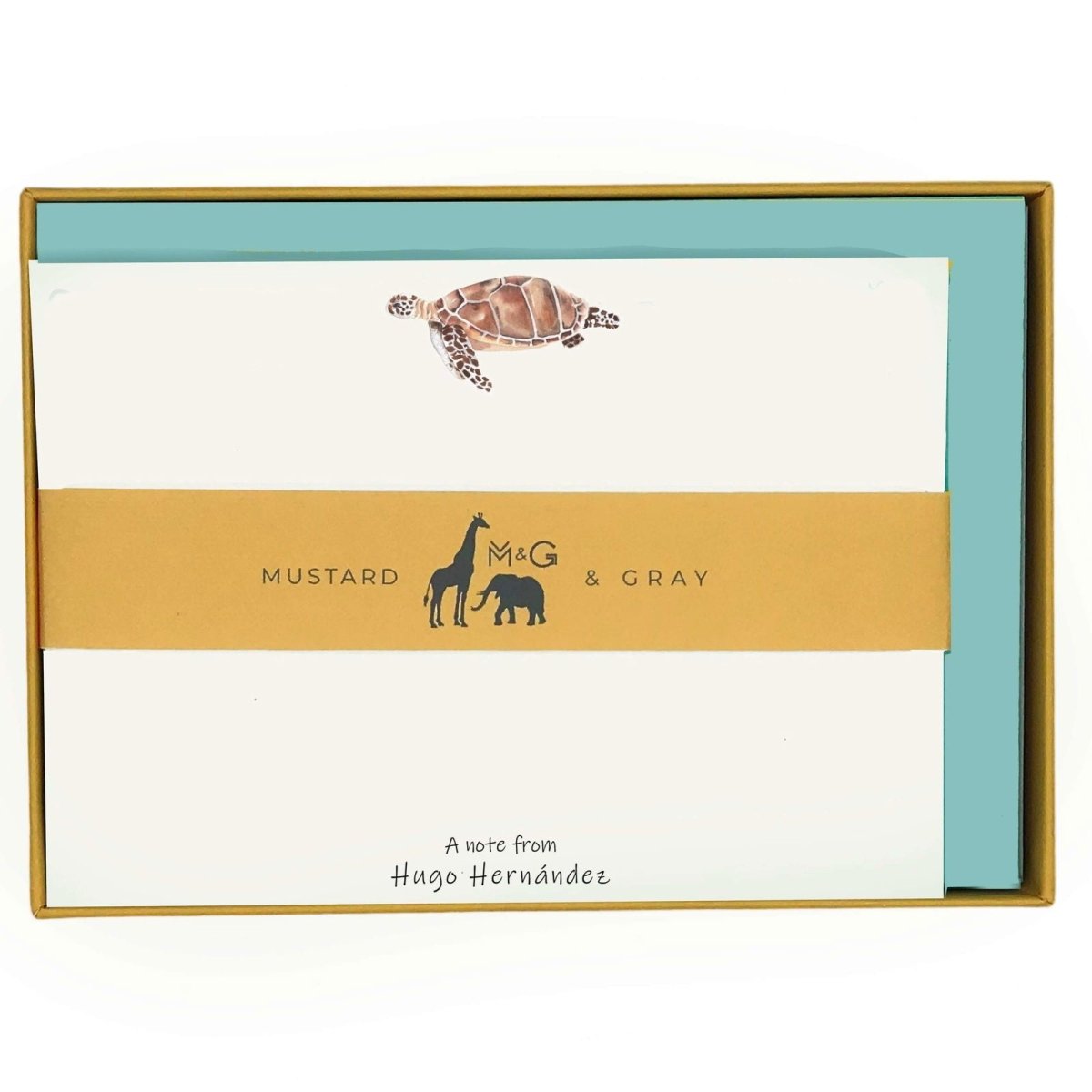 Turtle Personalised Notecards - Mustard and Gray Ltd