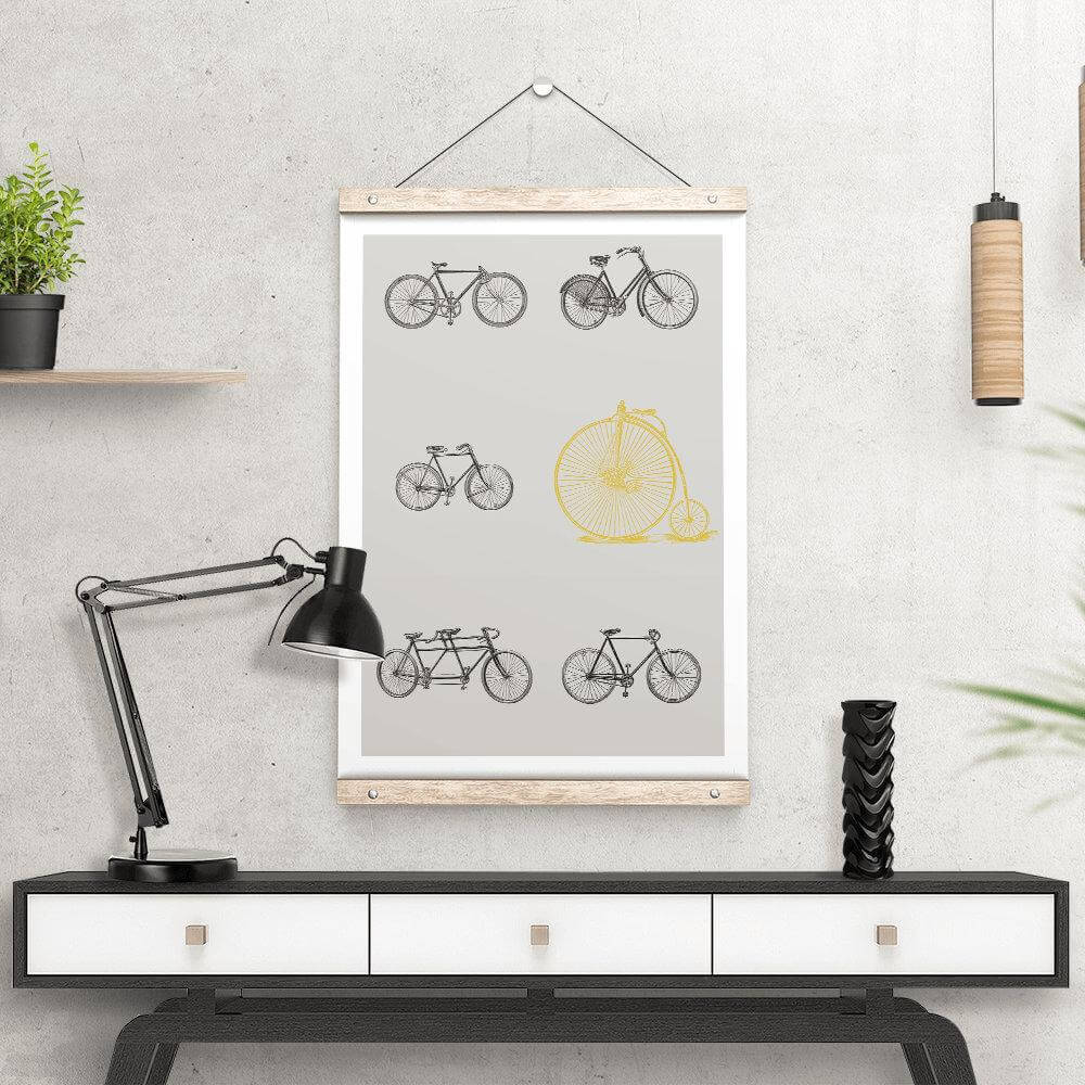 Vintage Bicycles | Beautifully Textured Gesso 300gsm Paper | Order in A5, A4 or A3  Mustard and Gray Ltd Shropshire UK