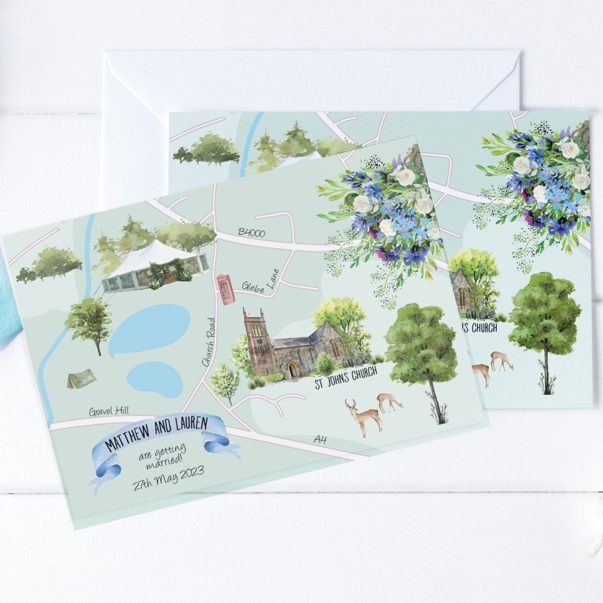 Wedding Map Invitations - Mustard and Gray Ltd