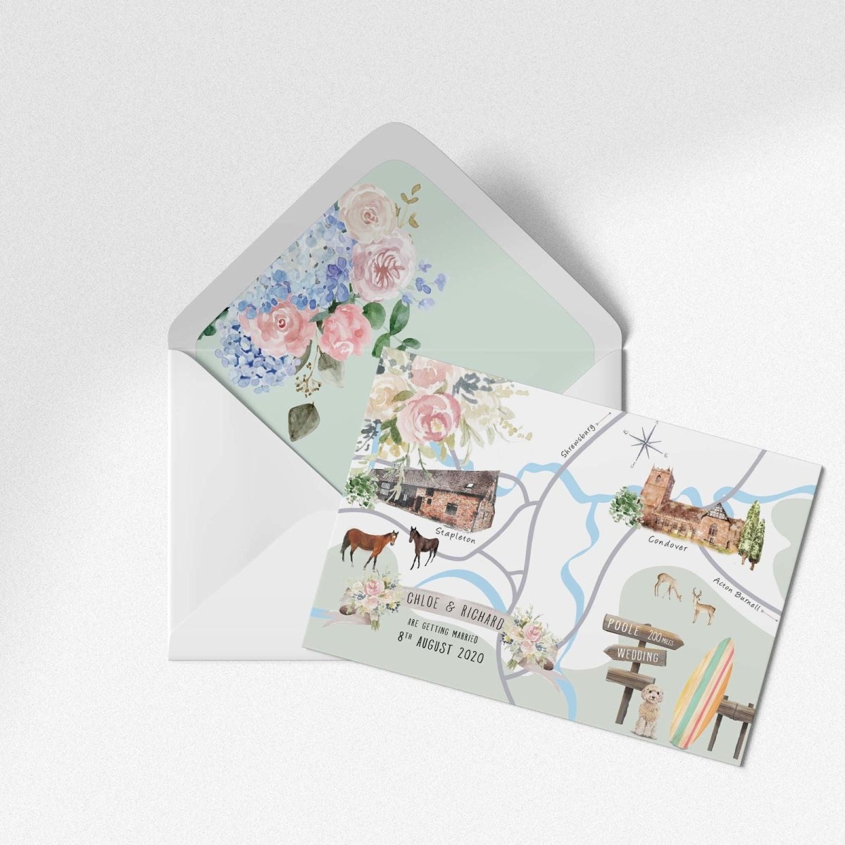 Wedding Map Invitations - Mustard and Gray Ltd