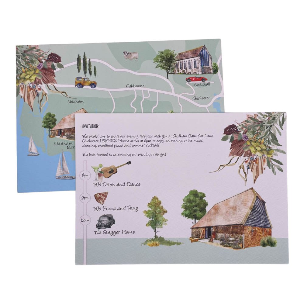 Wedding Map Invitations - Mustard and Gray Ltd