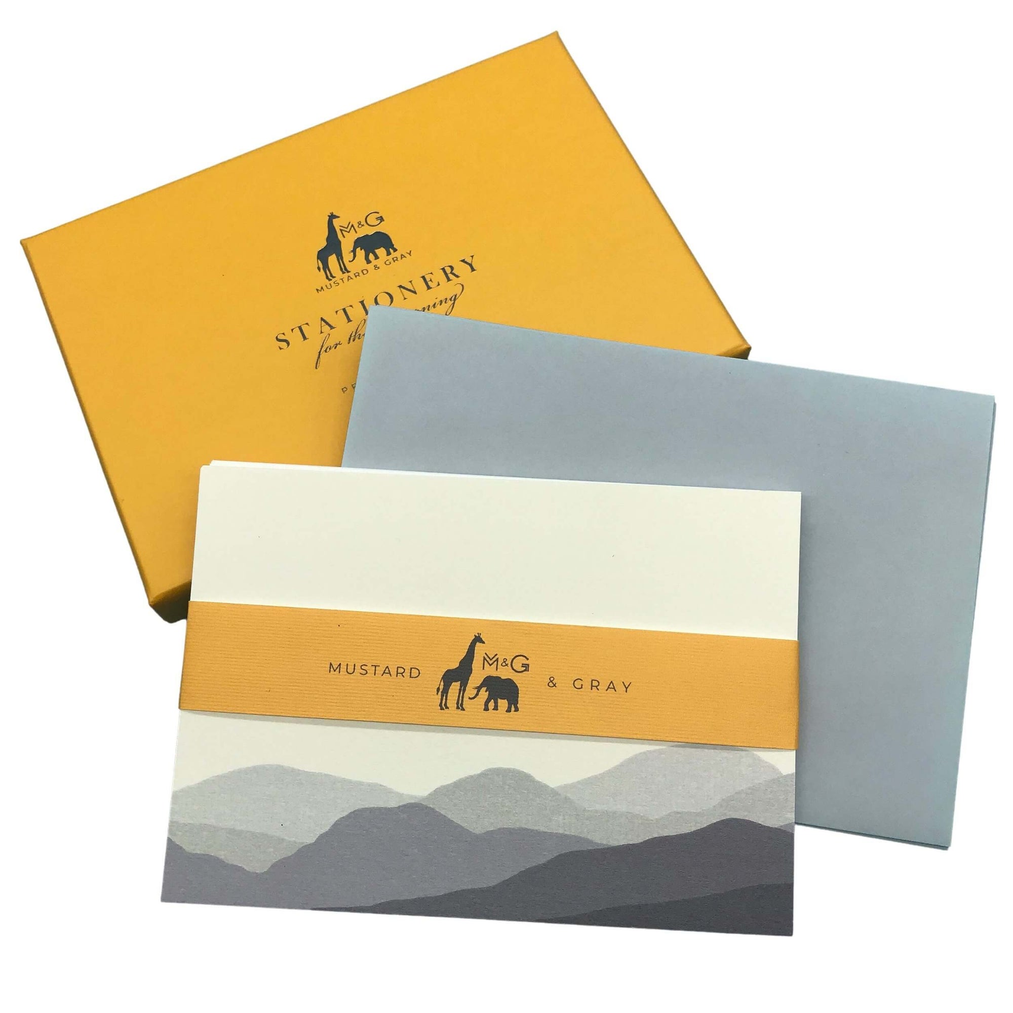 Welsh Hills Notecard Set Notecards with Plain Envelopes Mustard and Gray Ltd Shropshire UK
