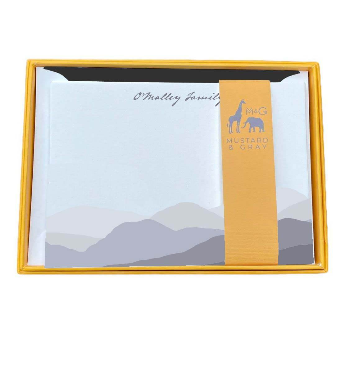 Welsh Hills Personalised Notecards - Mustard and Gray Ltd