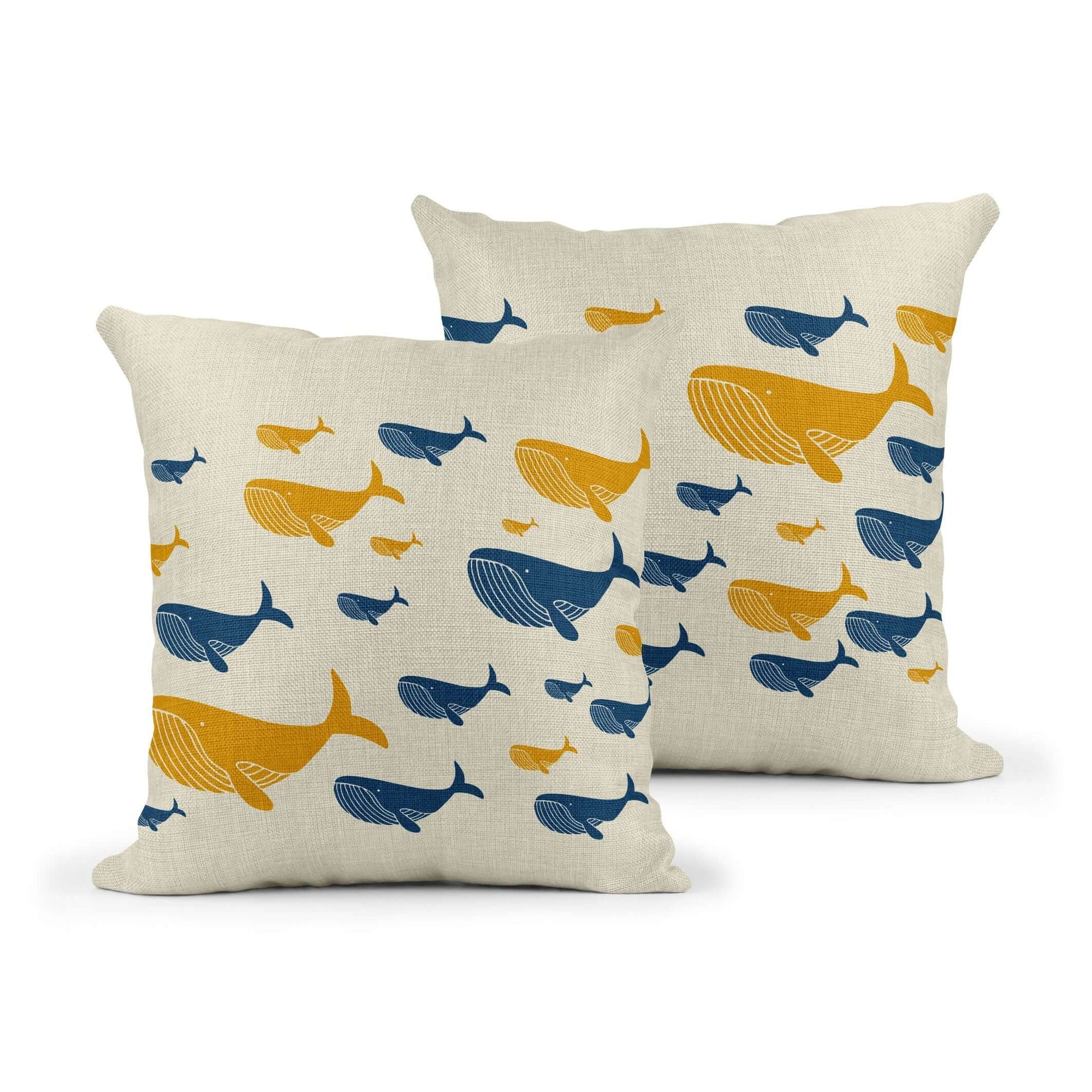 Whale Family Cushion Cushions Mustard and Gray Ltd Shropshire UK