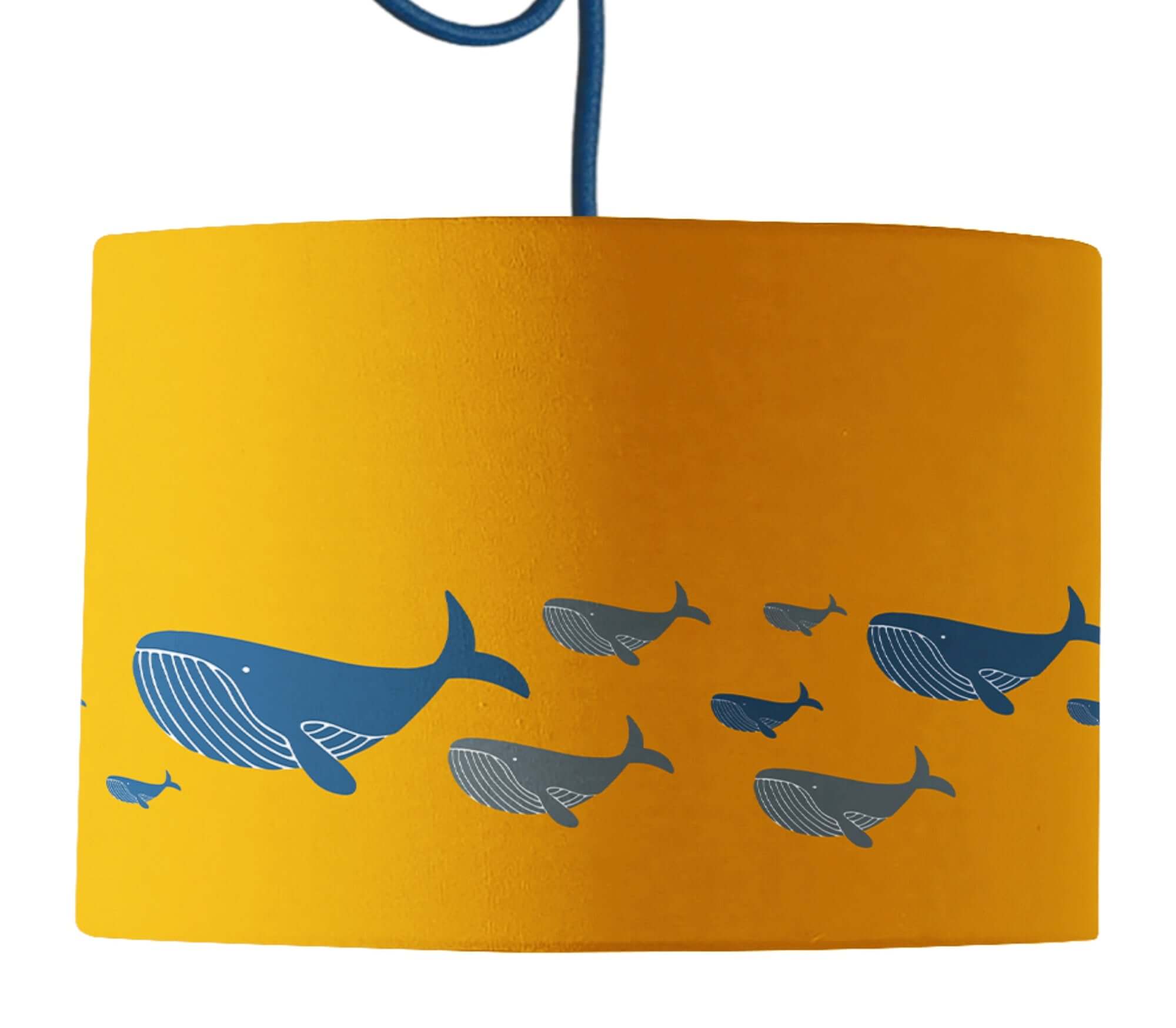 Whale Family Mustard Yellow Lamp Shade lampshade Mustard and Gray Ltd Shropshire UK