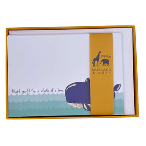 Whale of a Time Thank You Notecard Set Children's Notecards Mustard and Gray Ltd Shropshire UK