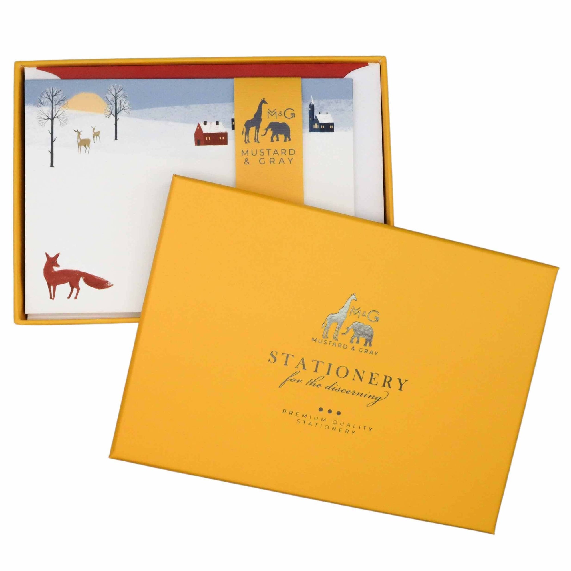 Winter Fox Notecard Set with Lined Envelopes