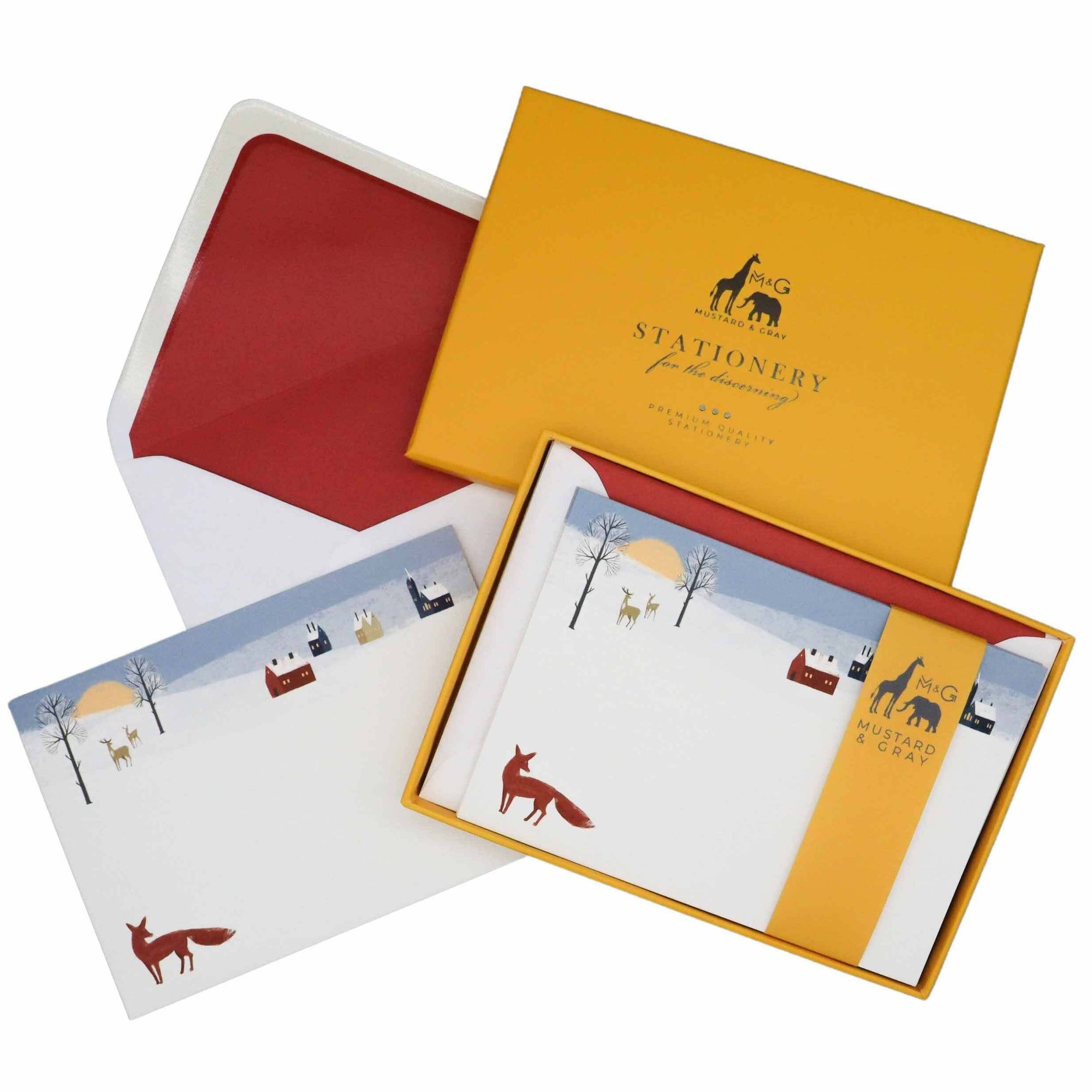 Winter Fox Notecard Set with Lined Envelopes