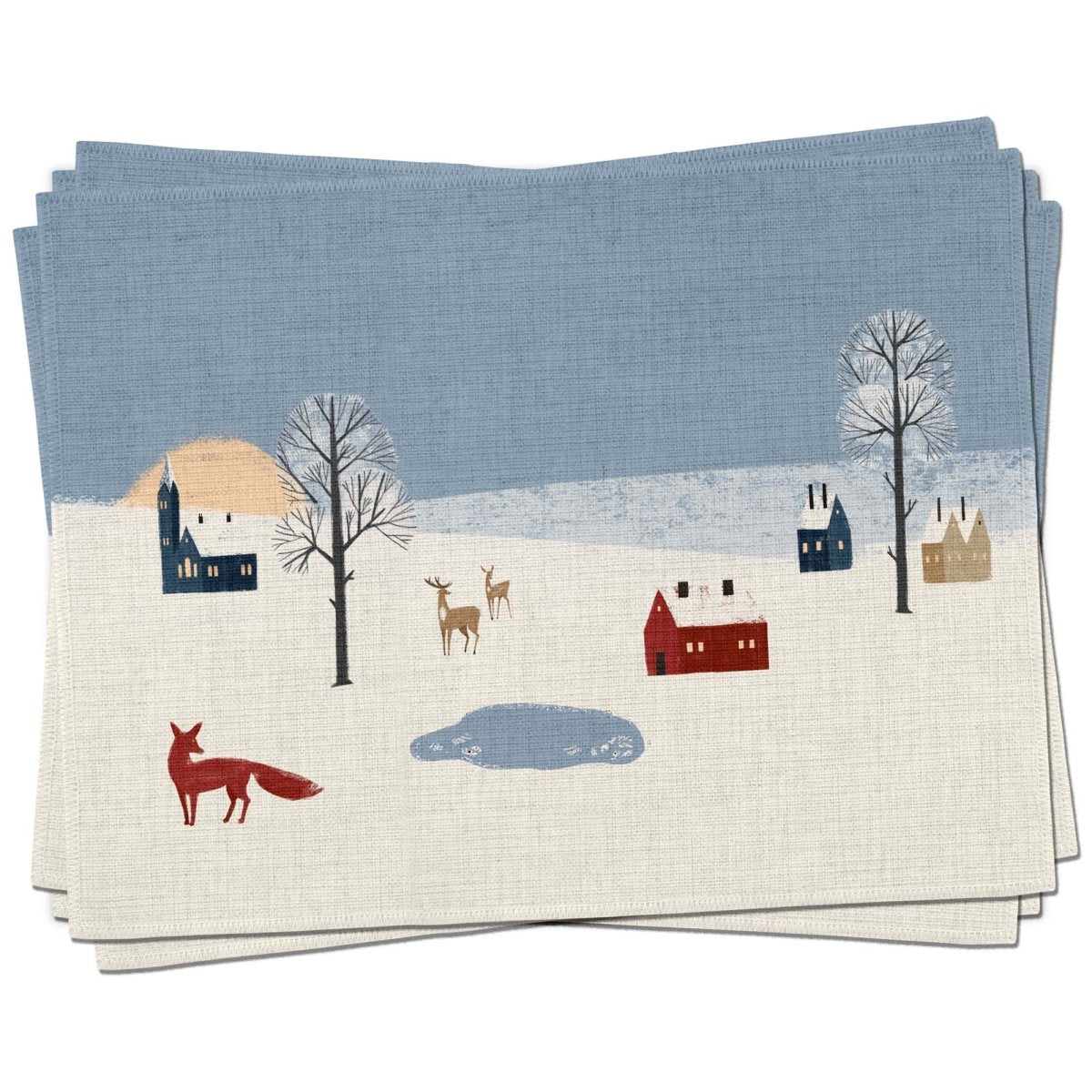 Winter Fox Placemats (Set of Four) - Mustard and Gray Ltd