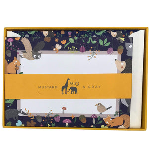 Woodland Wonderland Notecard Set with Lined Envelopes Children's Notecards Mustard and Gray Ltd Shropshire UK